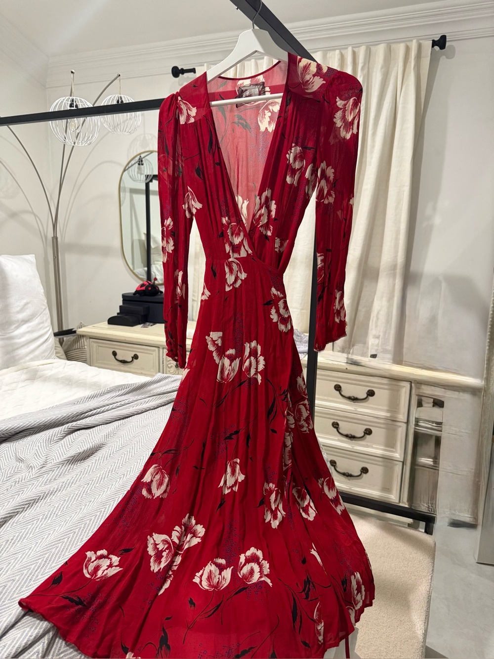 Reformation Red Floral Long Dress
